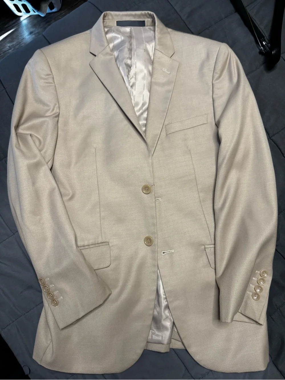Men's Light Beige Two-Button Blazer - 3 Piece Classic Tailored Fit Suit